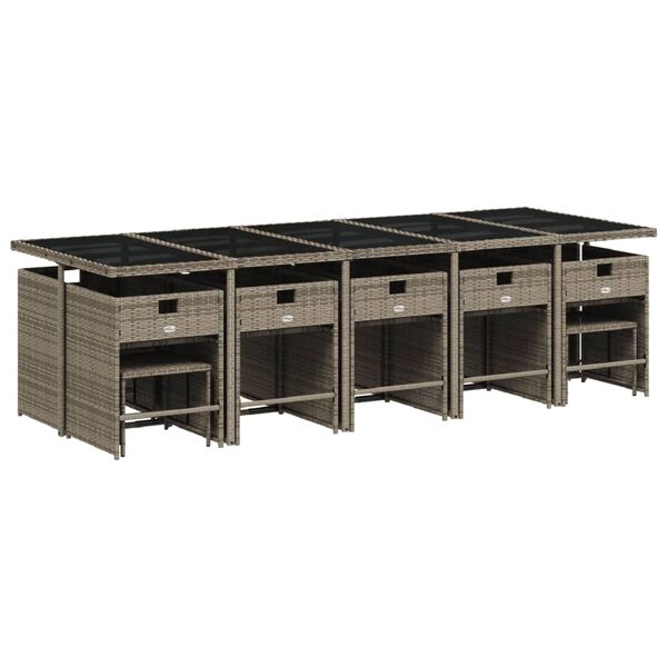 vidaXL 15d&iacute;ln&yacute; zahradn&iacute; j&iacute;deln&iacute; set s podu&scaron;kami &scaron;ed&yacute; polyratan