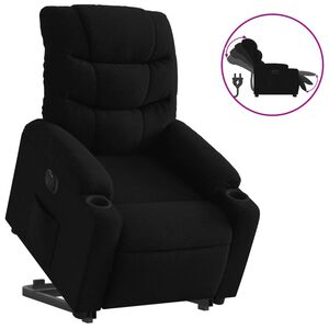 vidaXL Elektrick&eacute; zvedac&iacute; polohovac&iacute; křeslo čern&eacute; textil