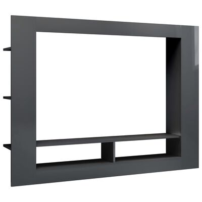 vidaXL TV stolek šedý s vysokým leskem 152 x 22 x 113 cm dřevotříska
