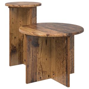 vidaXL Sada odkl&aacute;dac&iacute;ch stolků 2 ks Star&eacute; dřevo &Oslash; 45 x 35 cm