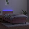 vidaXL Box spring postel s matrac&iacute; a LED růžov&aacute; 90x200 cm samet
