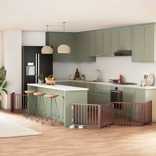 vidaXL Z&aacute;brana pro psy s dv&iacute;řky skl&aacute;dac&iacute; 10 panelů hněd&aacute; 800 cm topol