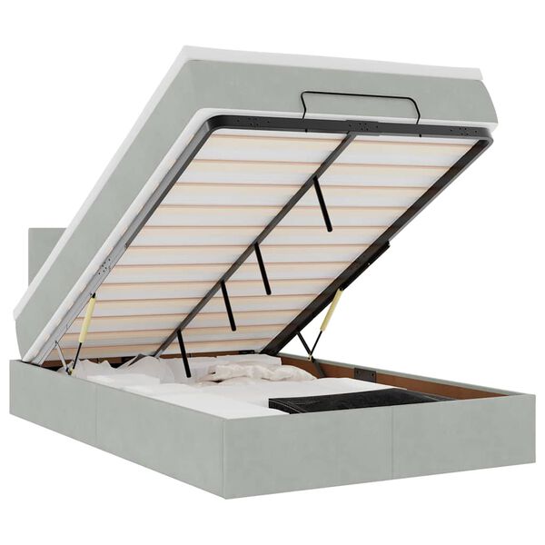 vidaXL Osmansk&yacute; r&aacute;m postele s matrac&iacute; světle &scaron;ed&aacute; 120x200cm samet