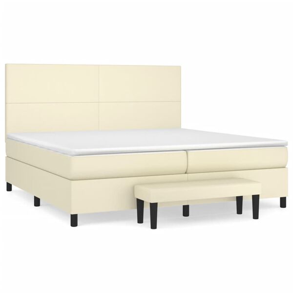 vidaXL Box spring postel s matrac&iacute; kr&eacute;mov&aacute; 200x200 cm uměl&aacute; kůže