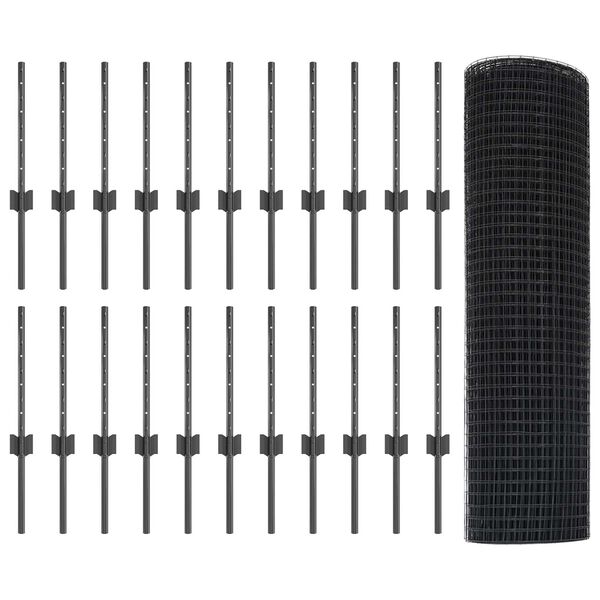 vidaXL Plot s sloupkem &Scaron;ed&aacute; 0,4 x 50 m Ocel a PVC