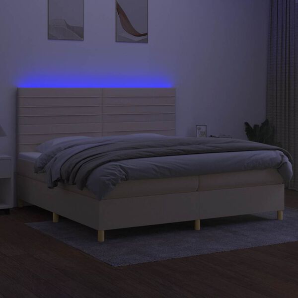 vidaXL Box spring postel s matrac&iacute; a LED kr&eacute;mov&aacute; 200x200 cm textil