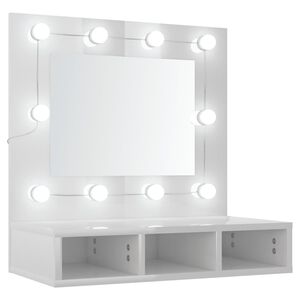 vidaXL Zrcadlov&aacute; skř&iacute;ňka s LED b&iacute;l&aacute; s vysok&yacute;m leskem 60x31,5x62 cm