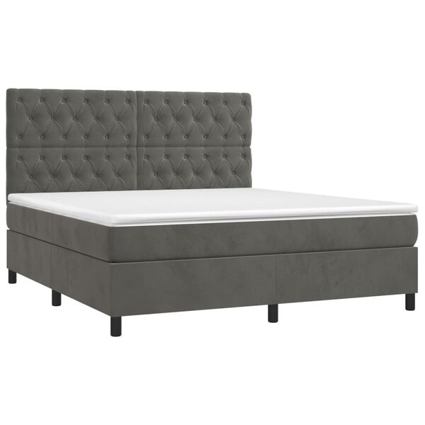 vidaXL Box spring postel s matrac&iacute; tmavě &scaron;ed&aacute; 160x200 cm samet