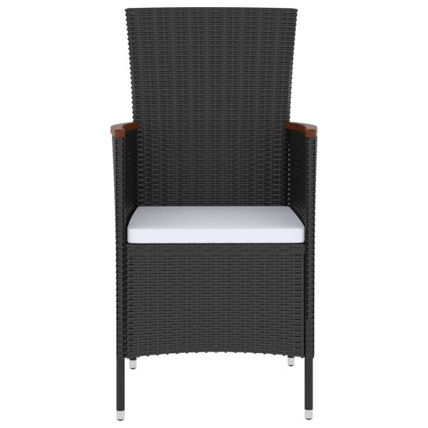 vidaXL 5d&iacute;ln&yacute; zahradn&iacute; j&iacute;deln&iacute; set s podu&scaron;kami polyratan čern&yacute;