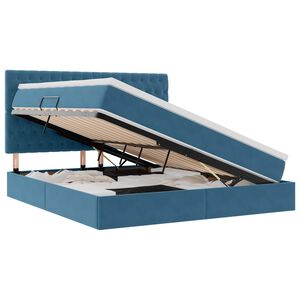 vidaXL Postel s &uacute;ložn&yacute;m prostorem a matrac&iacute; Tmavě modr&aacute; 180 x 200 cm