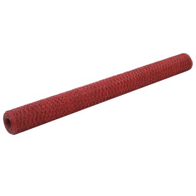 vidaXL Pletivo ke kurníku ocel PVC vrstva 25 x 1,5 m červené