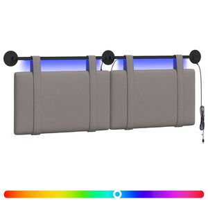 vidaXL Z&aacute;věsn&eacute; čelo postele S LED osvětlen&iacute;m Taupe Textil