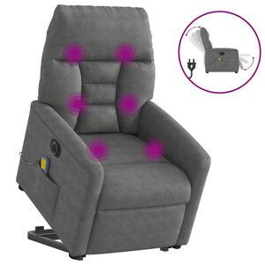 vidaXL Elektrick&eacute; zvedac&iacute; mas&aacute;žn&iacute; polohovac&iacute; křeslo tmavě &scaron;ed&eacute;