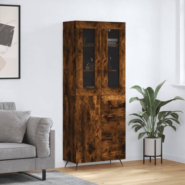 vidaXL Skř&iacute;ň highboard kouřov&yacute; dub 69,5 x 34 x 180 cm kompozitn&iacute; dřevo