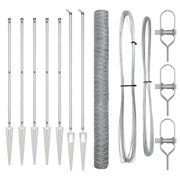 vidaXL Plotov&yacute; sloupek. Stř&iacute;brn&aacute; 10 x 1,6 m (50 mm s&iacute;ť) Ocel