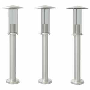 vidaXL Venkovn&iacute; stojac&iacute; lampy 3 ks stř&iacute;brn&eacute; 60 cm nerezov&aacute; ocel