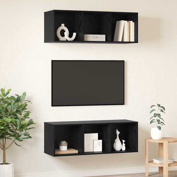 vidaXL Sestava TV skř&iacute;něk N&aacute;stěnn&yacute; 2 pcs Čern&yacute; dub 37 x 37 x 107 cm