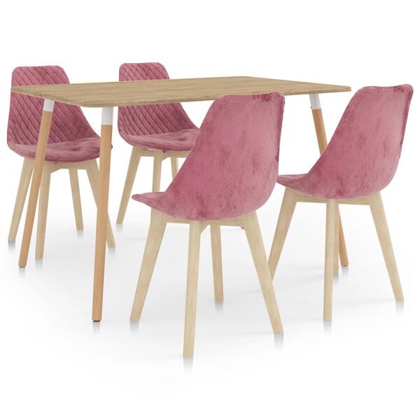vidaXL 5dílný jídelní set růžový