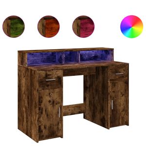vidaXL Psac&iacute; stůl s LED kouřov&yacute; dub 120 x 55 x 91 cm kompozitn&iacute; dřevo