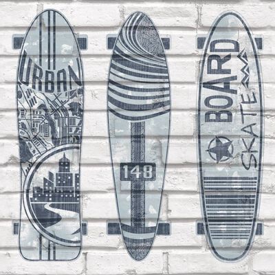Noordwand Tapeta Urban Friends & Coffee Surfboards modrá a bílá