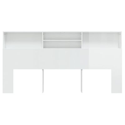 vidaXL Čelo postele s úložným prostorem lesklé bílé 200x19x103,5 cm