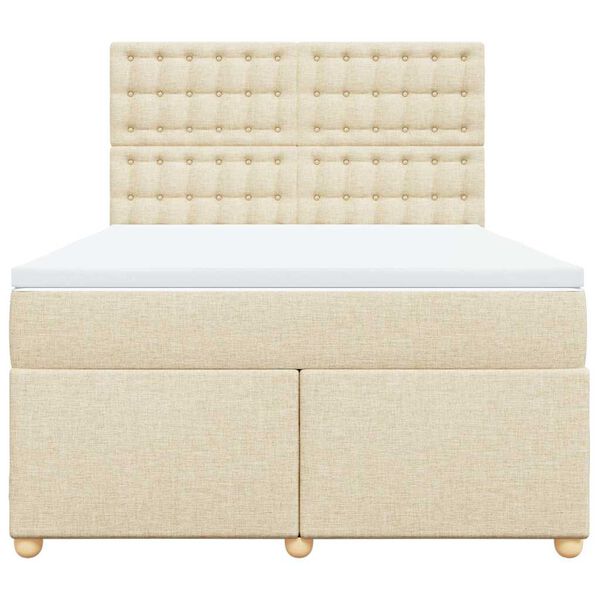 vidaXL Box spring postel s matrac&iacute; kr&eacute;mov&aacute; 140x190 cm textil
