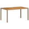 vidaXL Zahradn&iacute; stůl b&eacute;žov&yacute; 150 x 90 x 75 cm polyratan ak&aacute;ciov&eacute; dřevo