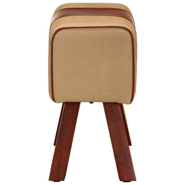 vidaXL Lavice gymnastick&yacute; kůň 58 cm hněd&aacute; prav&aacute; kůže a mangovn&iacute;k