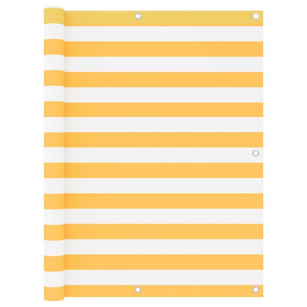 vidaXL Balk&oacute;nov&aacute; z&aacute;stěna b&iacute;l&aacute; a žlut&aacute; 120 x 500 cm oxfordsk&aacute; l&aacute;tka