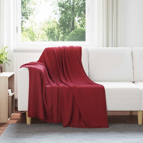 vidaXL Plažov&aacute; deka Bordeaux červen&aacute; 170 x 130 cm Fleece