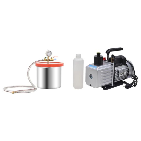 vidaXL Vakuov&aacute; komora s dvoustupňov&yacute;m čerpadlem 7,4 l