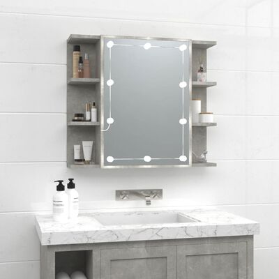 vidaXL Zrcadlová skříňka s LED betonově šedá 70 x 16,5 x 60 cm