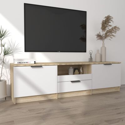 vidaXL TV skříňka bílá a dub sonoma 140 x 35 x 40 cm kompozitní dřevo