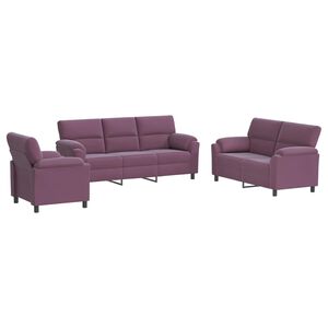 vidaXL Set pohovek 3 pcs Fialov&aacute; Samet