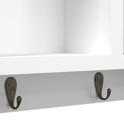 vidaXL Skříňka na klíče bílá 40 x 8,5 x 20 cm kompozitní dřevo a ocel