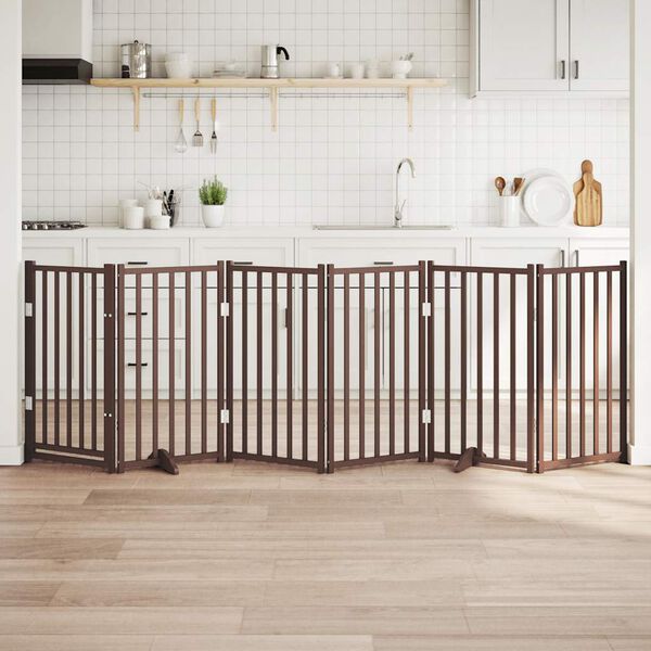 vidaXL Z&aacute;brana pro psy s dv&iacute;řky skl&aacute;dac&iacute; 6 panelů hněd&yacute; dub 300 cm