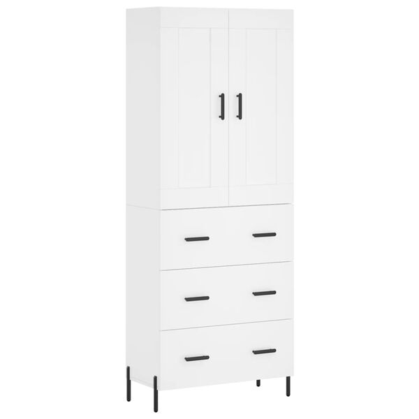 vidaXL Skř&iacute;ň highboard b&iacute;l&aacute; 69,5 x 34 x 180 cm kompozitn&iacute; dřevo