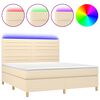 vidaXL Box spring postel s matrac&iacute; a LED kr&eacute;mov&aacute; 180x200 cm textil