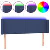 vidaXL Čelo postele s LED modr&eacute; 147 x 16 x 78/88 cm textil
