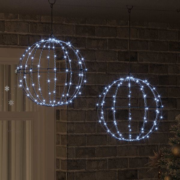 vidaXL Koule 2 pcs Studen&aacute; b&iacute;l&aacute; 40,5 x 40,5 x 42 cm kov