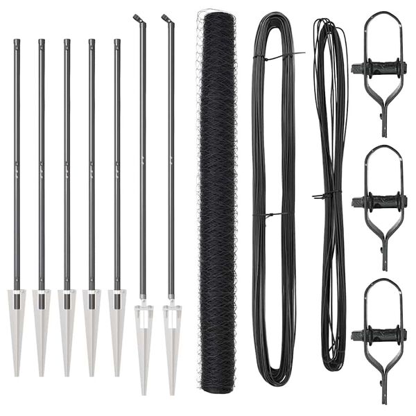 vidaXL Plotov&yacute; sloupek. &Scaron;ed&aacute; 10 x 1,6 m (s&iacute;ť 36 mm) Ocel a PVC