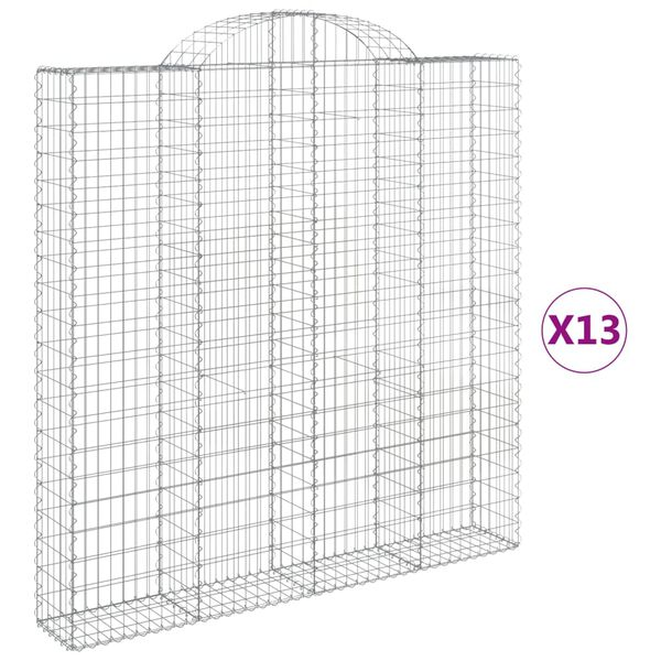 vidaXL Klenut&eacute; gabionov&eacute; ko&scaron;e 13ks 200x30x200/220cm pozinkovan&eacute; železo