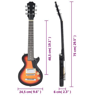 vidaXL Elektrická kytara pro děti s obalem hnědá a černá 3/4 30"