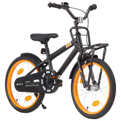 vidaXL Dětské kolo s předním nosičem 18'' černo-oranžové