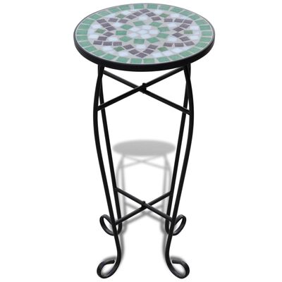 Mozaikový stolek na květiny zelený a bílý
