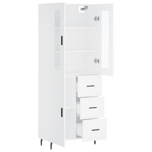 vidaXL Skř&iacute;ň highboard b&iacute;l&aacute; 69,5 x 34 x 180 cm kompozitn&iacute; dřevo