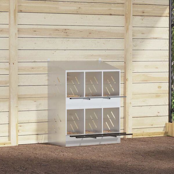 vidaXL Hnízdní box pro kuřata 6 přihrádkami Pozinkovaný stříbrný kov