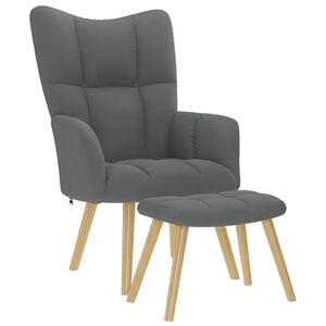 vidaXL Relaxačn&iacute; křeslo s podnožkou tmavě &scaron;ed&eacute; textil