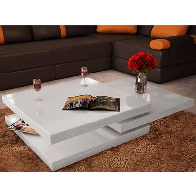 vidaXL Konferenční stolek 3patrový bílý s vysokým leskem