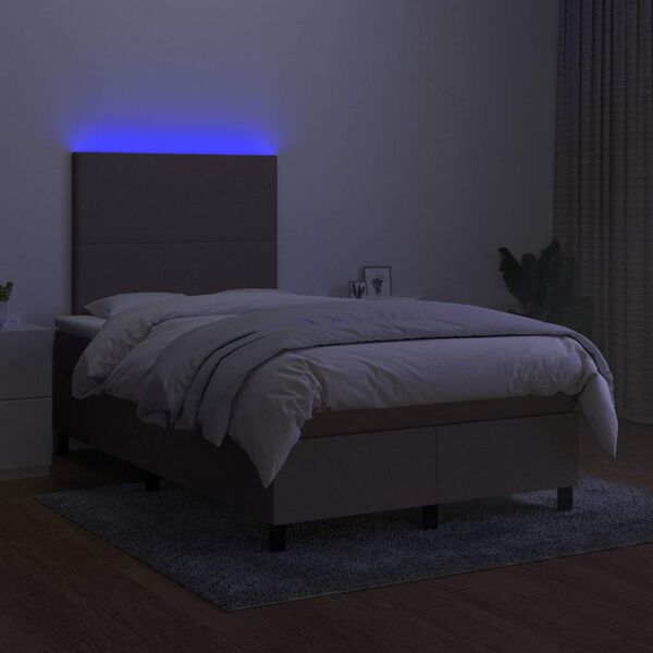 vidaXL Box spring postel s matrac&iacute; a LED taupe 120x190 cm textil